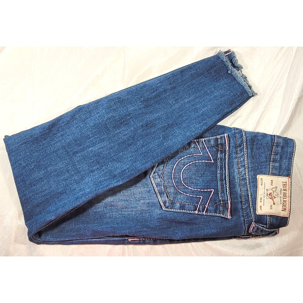 True Religion Women's Jennie Curvy Mid Rise Super Skinny Distressed Jeans - 26 - Picture 10 of 10